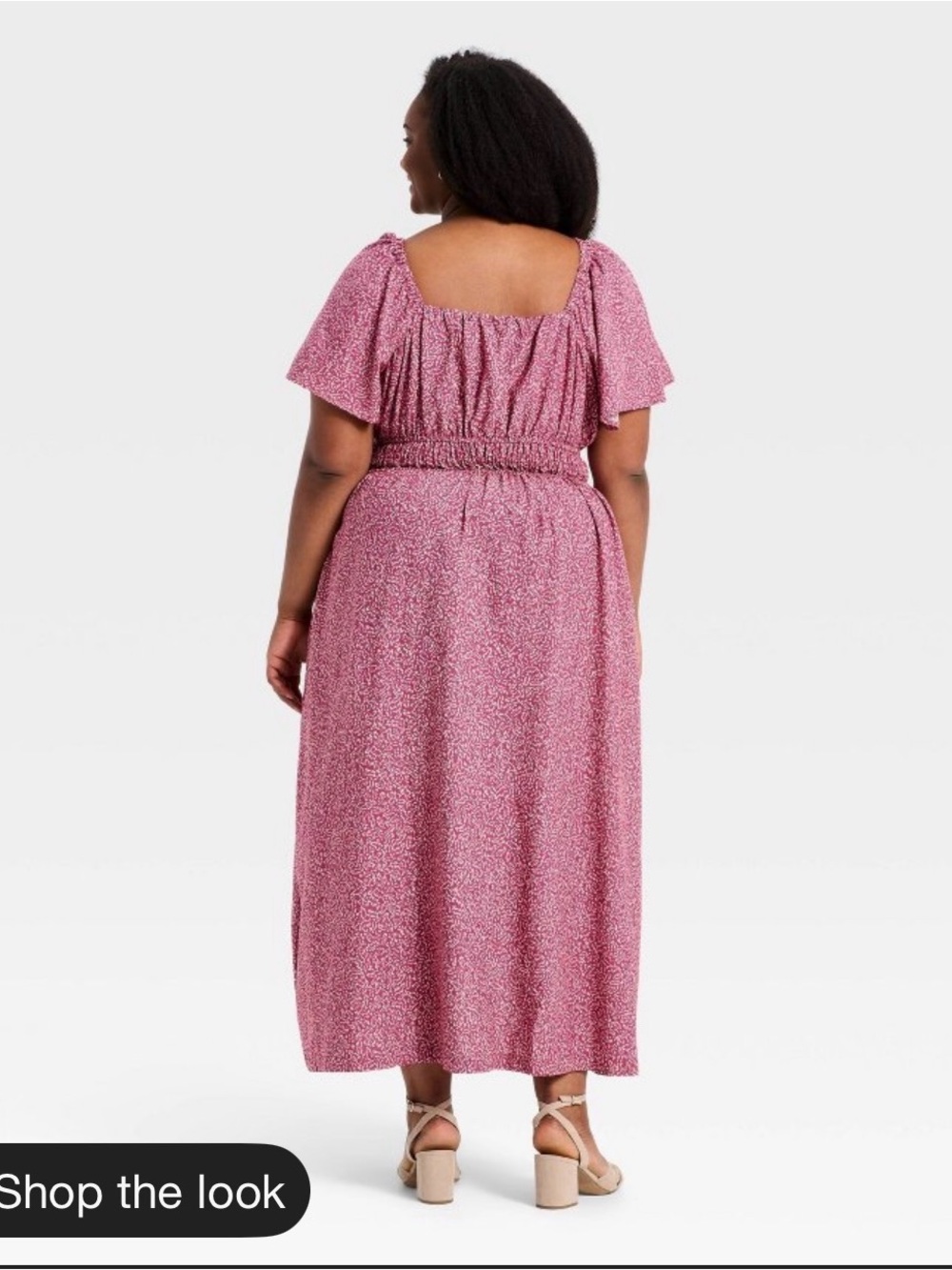 Ava & Viv Rose Red Puff-Sleeve Midi Dress - Picture 3 of 3